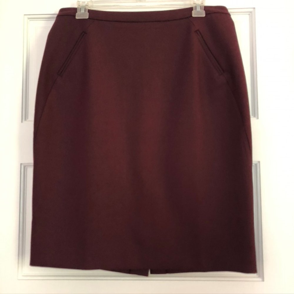 LOFT Seamed Scuba Pencil Skirt - Burgundy